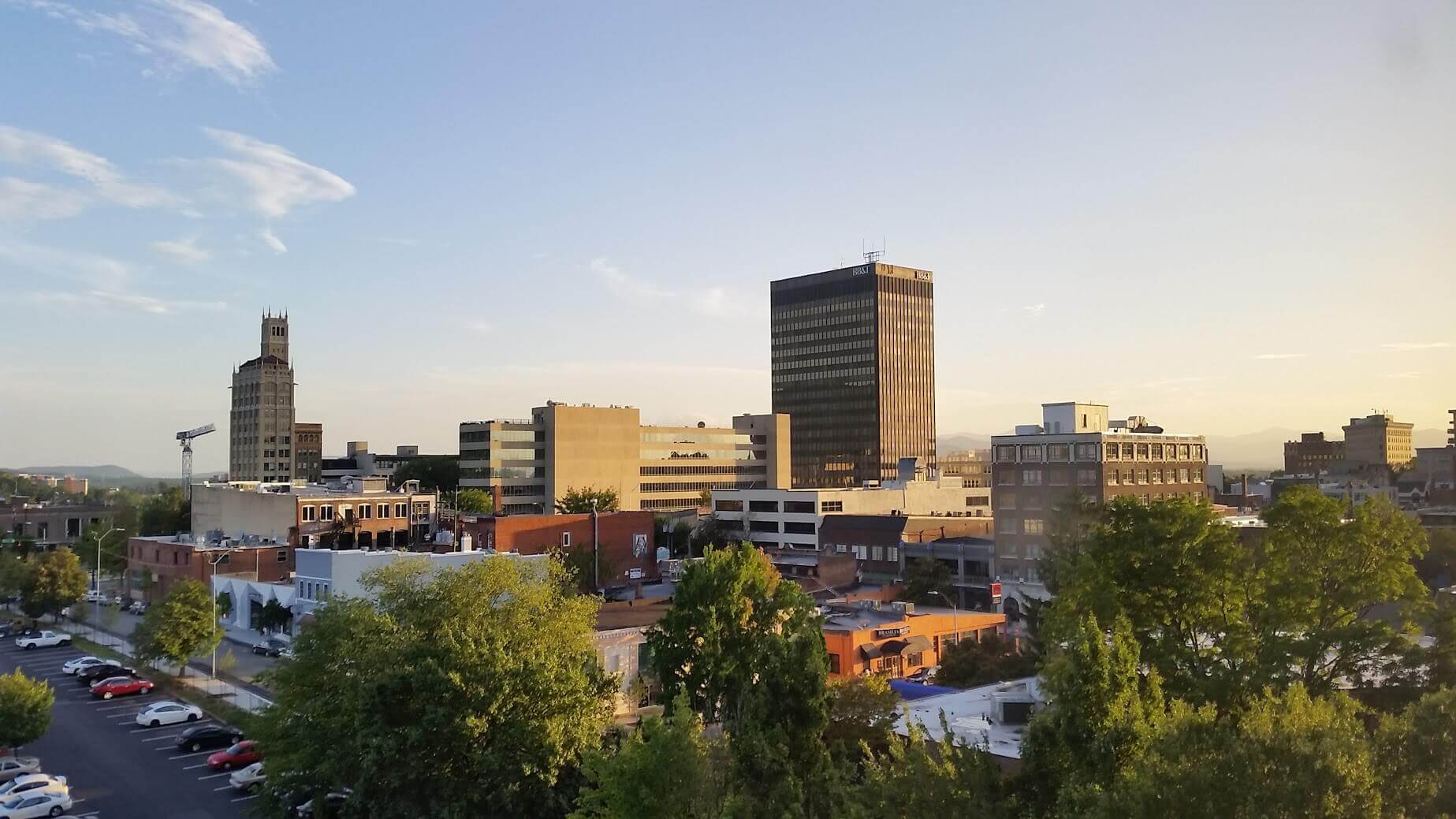 A photo of downtown Asheville, NC